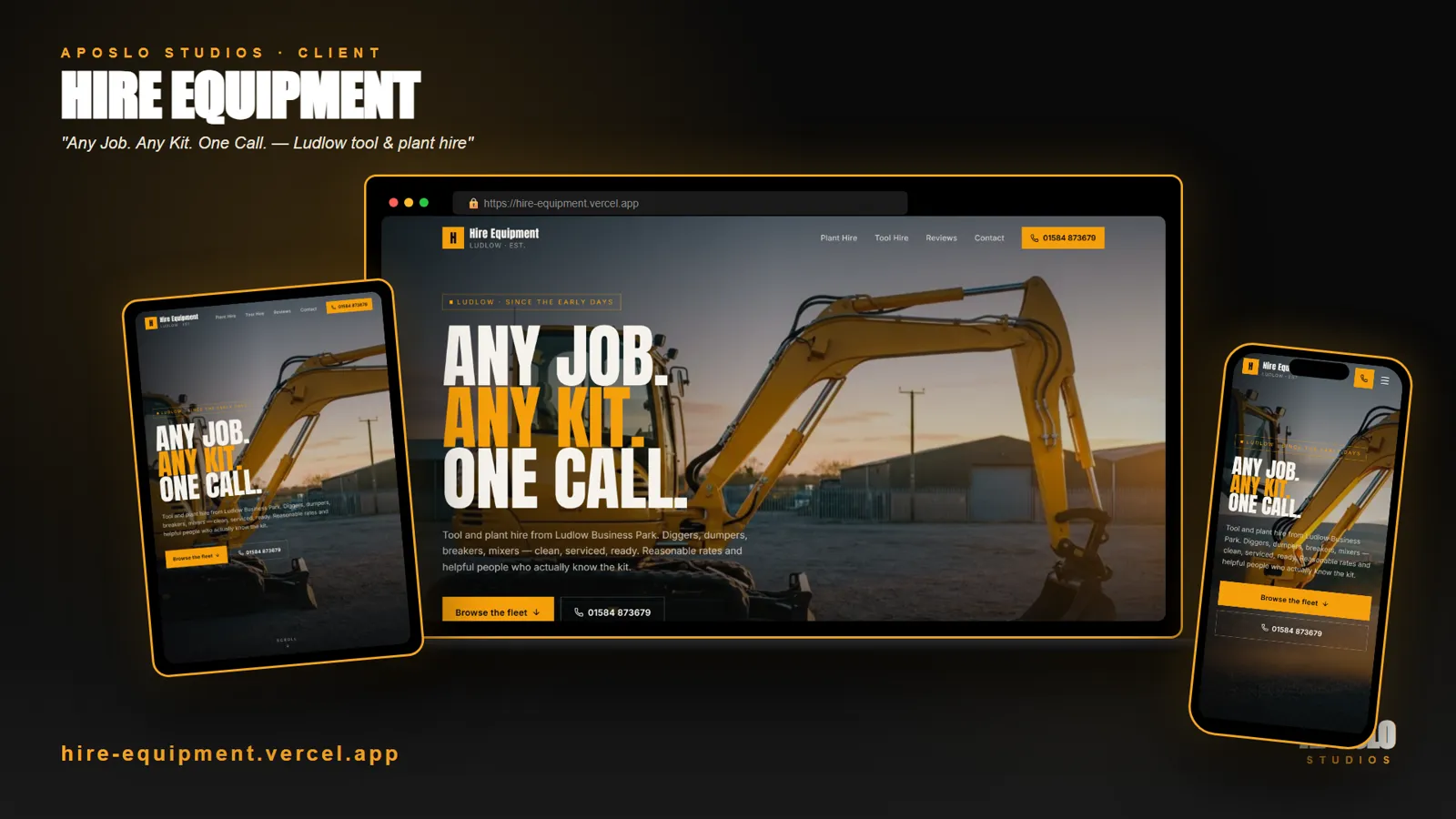 Hire Equipment device mockup