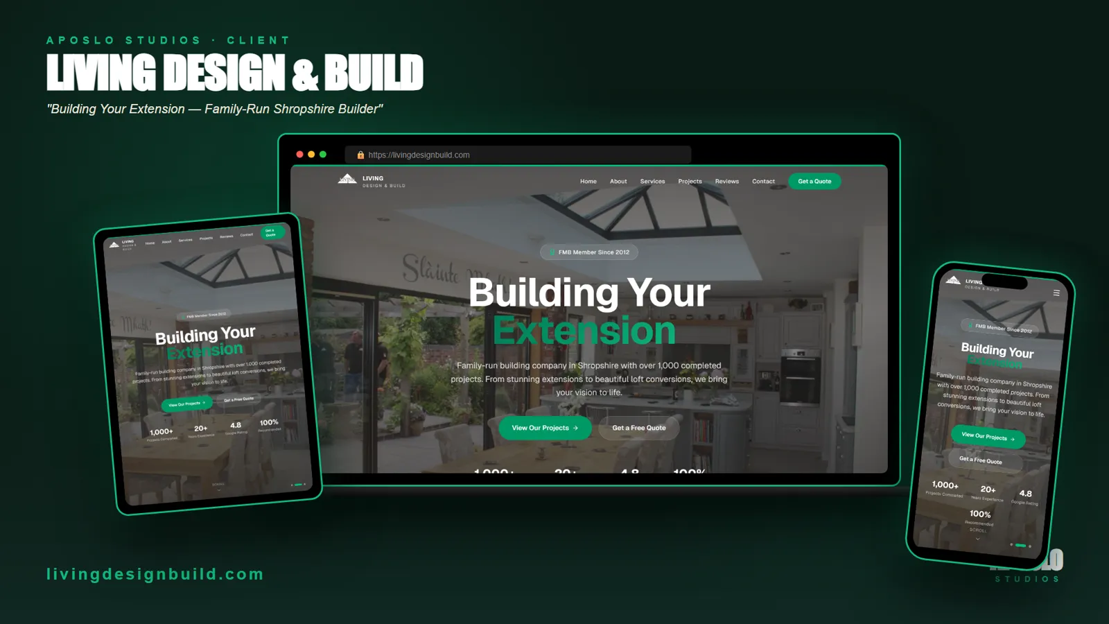 Living Design & Build device mockup